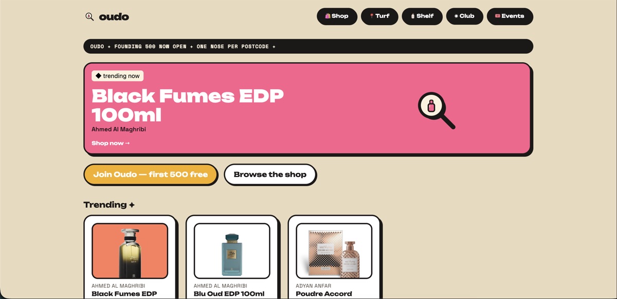 Oudo — fragrance discovery club and marketplace