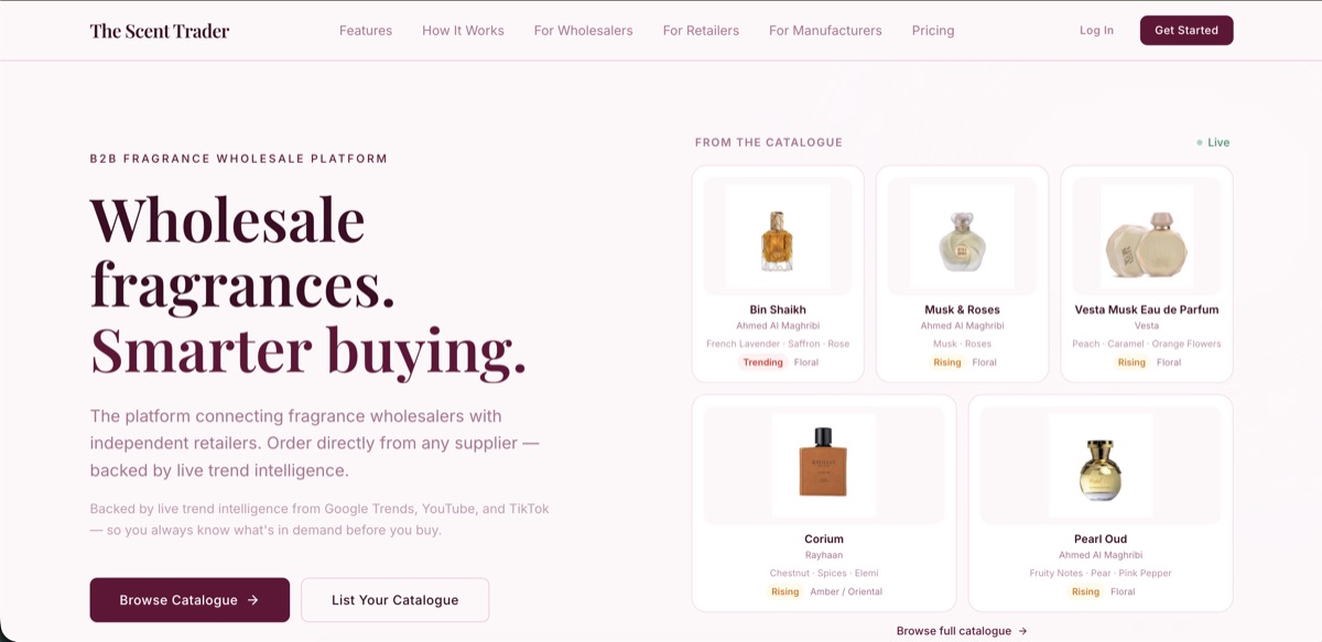 The Scent Trader — B2B fragrance wholesale platform